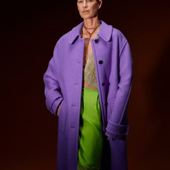 Paul Costelloe Collection Purple Wool Cashmere Coat - Picture 9 of 10